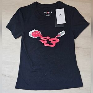 Jordan Black Tee with Red Nail Polish Graphic